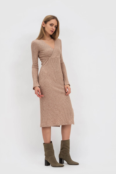 Сукня трикотажна з меланжевої тканин бежева Ідофєя Сукня трикотажна з меланжевої тканин бежева Ідофєя