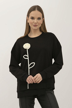 Чорний подовжений світшот з трикотажу Агна