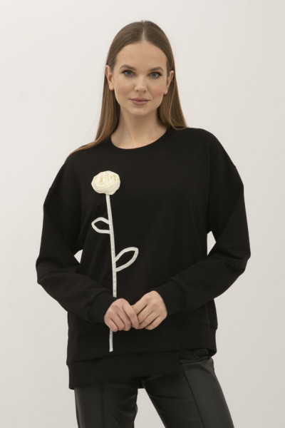 Чорний подовжений світшот з трикотажу Агна