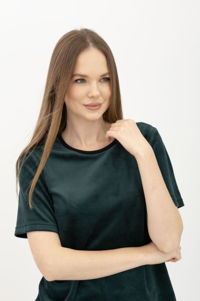 Велюровий костюм футболка та шорти зеленого кольору Джумі 01 Велюровий костюм футболка та шорти зеленого кольору Джумі 01