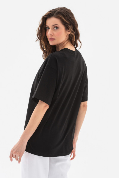 Футболка трикотажна  з круглою горловиною чорного кольору Мірана 03