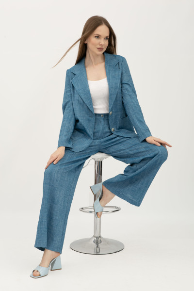 Лляний однобортний жакет синій Меларі 11