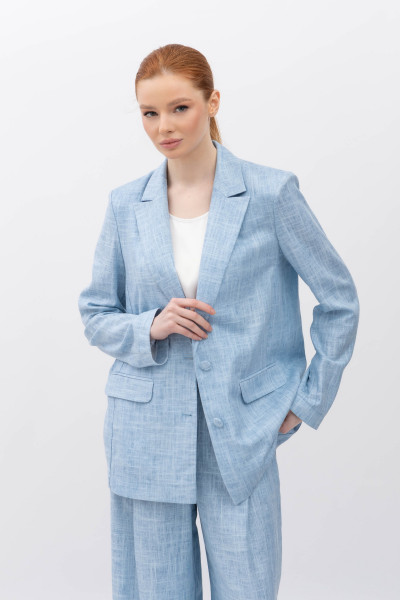 Лляний однобортний жакет блакитного кольору Естрія 003