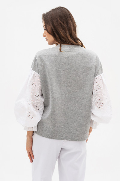 Світшот сірого кольору з оригінальними рукавами з прошви Рінері