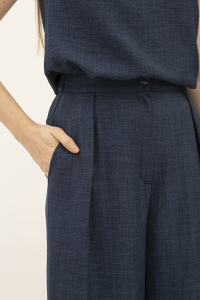 Лляний синій костюм блуза та брюки Блекі