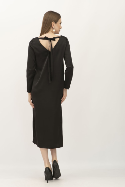 Сукня чорна з сатину вільного силуету Амелі 03 Сукня чорна з сатину вільного силуету Амелі 03
