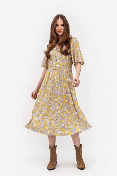 Сукня зі штапелю напівприталеного силуету сірого кольору Ортія 01 Сукня зі штапелю напівприталеного силуету сірого кольору Ортія 01