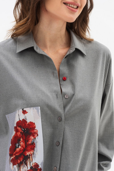 Сорочка вільного крою сірого кольору Октара