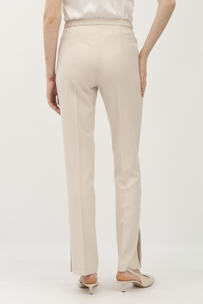 Бежеві жіночі класичні брюки зі шліцею Пафос 14