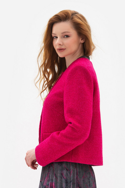 Жакет прямого силуету малинового кольору Сателі 01