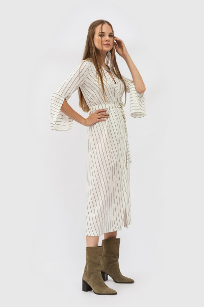Мідісукня в смужку з льону на запах Мерхер Мідісукня в смужку з льону на запах Мерхер