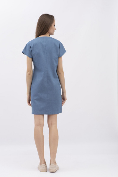 Котонова сукня міні синього кольру  з коротким рукавом Емпія 01 Котонова сукня міні синього кольру  з коротким рукавом Емпія 01
