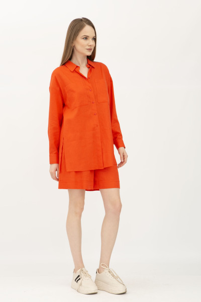 Лляний костюм оранжевий сорочка та шорти Сінон 2 Лляний костюм оранжевий сорочка та шорти Сінон 2