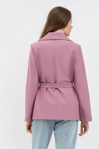 Жіночий жакет прямого силуету з поясом бузкового кольору Ансон