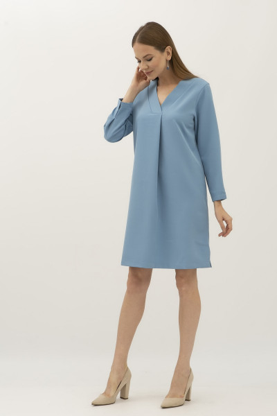 Жіноча блакитна сукня з декоративною складкою спереду Веста 202 Жіноча блакитна сукня з декоративною складкою спереду Веста 202