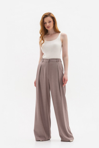 Брюки-палаццо з костюмної тканини бежевого кольору Нейра 01