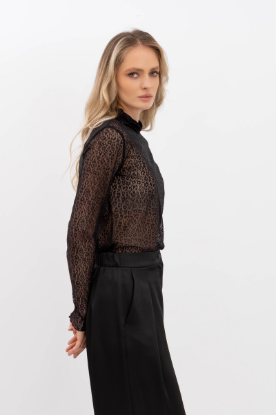 Чорний лонгслів із напівпрозорого матеріалу Ясна