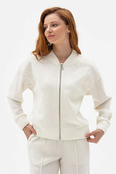 Трикотажний бомбер з вмістом вовни молочного кольору Луріса 02