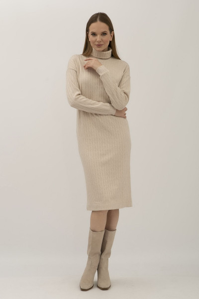 Стильна трикотажна сукня з візерунком бежевого кольору Каіна 02 Стильна трикотажна сукня з візерунком бежевого кольору Каіна 02