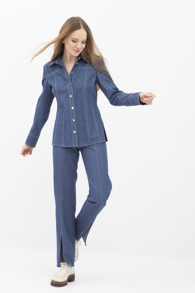 Сорочка приталена синя Азука