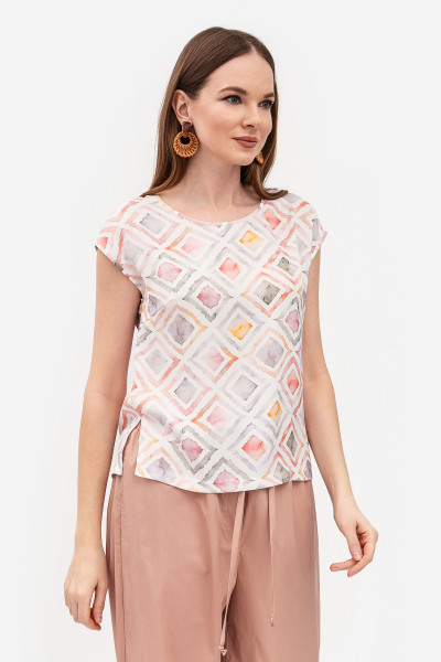 Шовкова блуза вільного силуету молочного кольору Сіелія 01