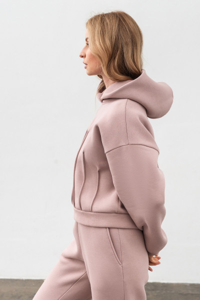 Світшот трикотажний з капюшоном пудрового кольору Делін 03