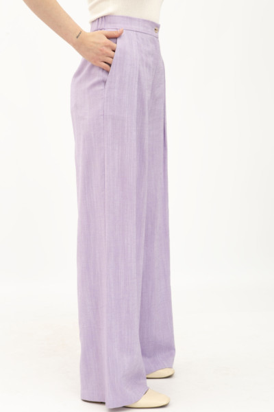 Лляні брюки палаццо бузкові Меларі 16