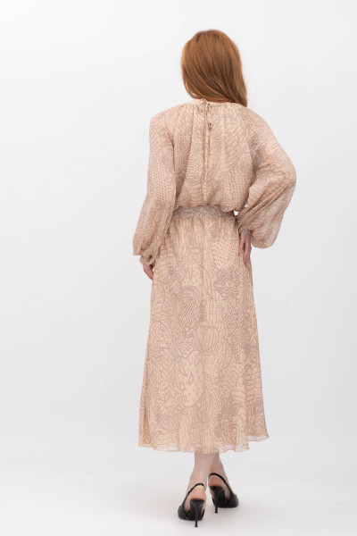 Шифонова сукня міді бежевого кольору Дорота 01