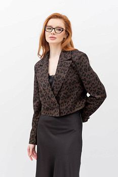Жакет-кроп з коричневим леопардовим принтом Феліса