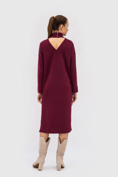 Оригінальна трикотажна сукня з декором по спинці бордового кольору Сегон 02 Оригінальна трикотажна сукня з декором по спинці бордового кольору Сегон 02