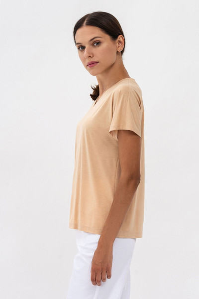 Футболка жіноча трикотажна бежевого кольору Грос 25