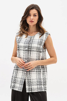 Жилет однобортний середньої довжини білого кольору Мелея