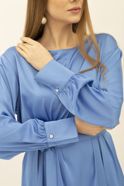 Блакитна сукня -міді з сатину фасону - трапеція Влорія