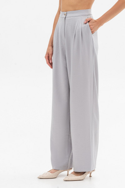 Штани шовкові палаццо з високою посадкою сірого кольору Віград 33