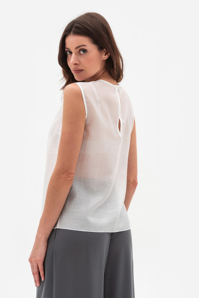 Літня блуза прямого крою без рукавів білого кольору Гріджи 1