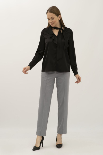 Блуза з шифону прямого силуету чорна Флуро 02