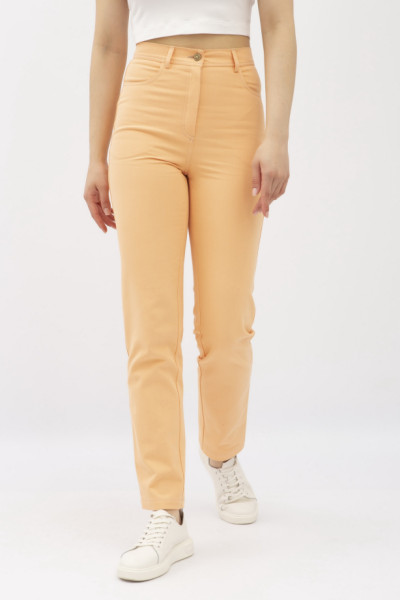 Штани в стилі денім з котону теракотового кольору Сторі 03