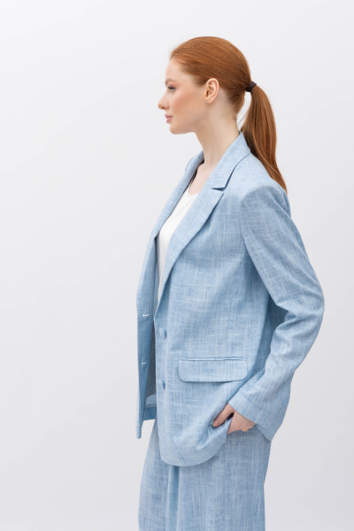 Лляний однобортний жакет блакитного кольору Естрія 003