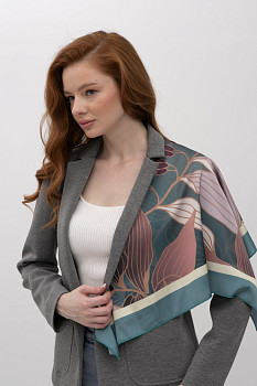 Шовкова  хустка з авторським принтом квітів 202405 Хустка