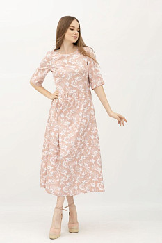 Сукня міді пудрова з квітковим принтом Тіру Сукня міді пудрова з квітковим принтом Тіру