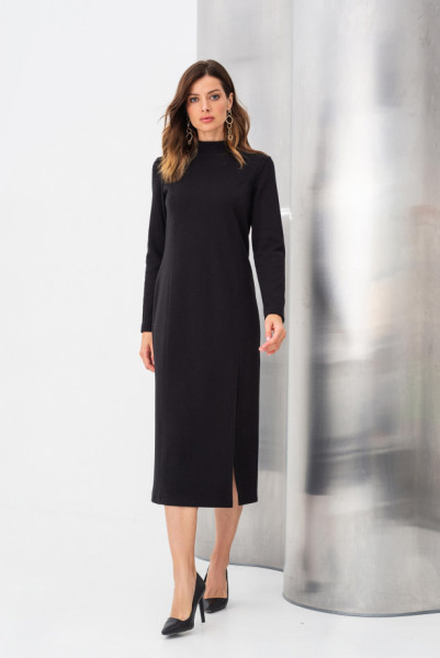 Трикотажна сукня чорного кольору довжини міді Зірел 01 Трикотажна сукня чорного кольору довжини міді Зірел 01