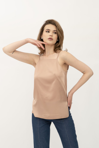 Жіноча майка бежева на бретелях що регулюються Фоказі