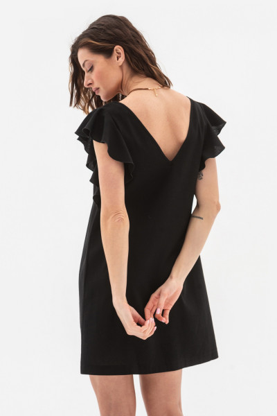 Лляна мінісукня вільного силуету чорного кольору Ворета Лляна мінісукня вільного силуету чорного кольору Ворета