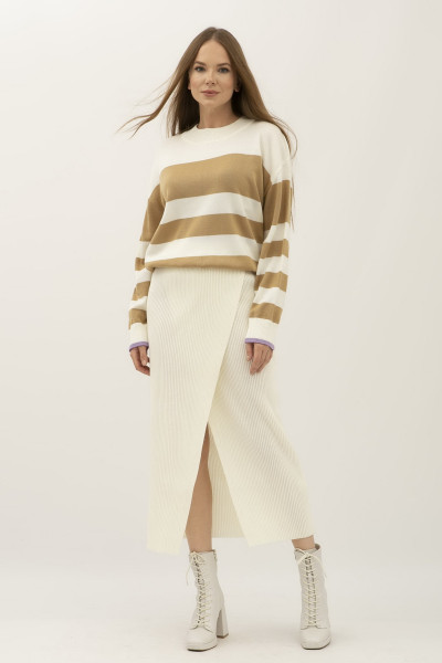 Трикотажна жіноча спідниця на запах молочного кольору 23217001