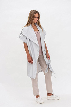 Жіночий кардиган з коротким рукавом із плащової тканини сірого кольору Нейче