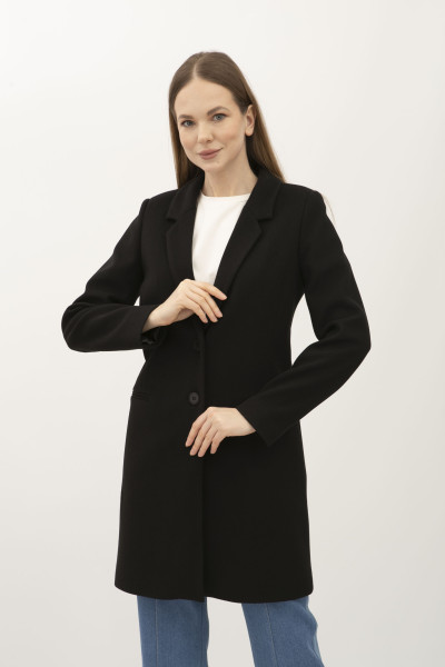 Пальто чорне напівприлеглого силуету Каро 01