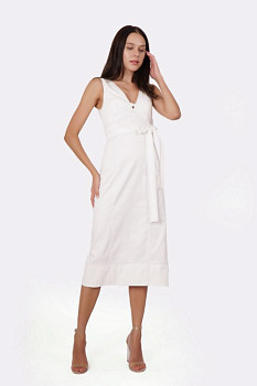 Літній жіночий мідісарафан з бавовни молочний Магдіс Літній жіночий мідісарафан з бавовни молочний Магдіс