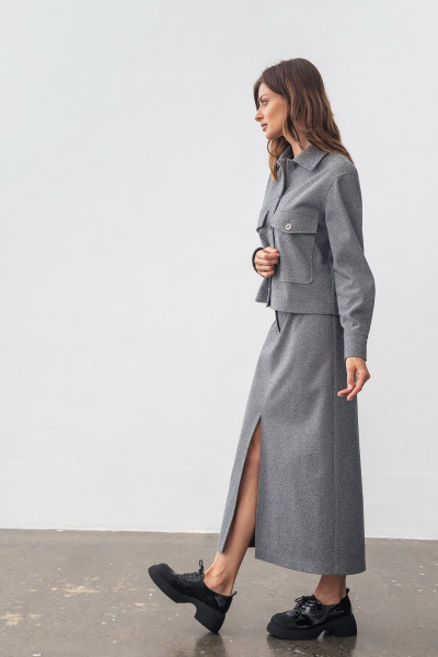 Спідниця прямого силуету довжини міді сіра Фуруд