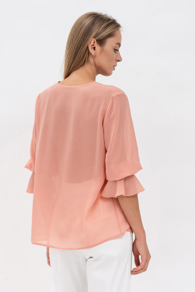 Романтична жіноча блуза кольору пудри з шифону Ксімен 01