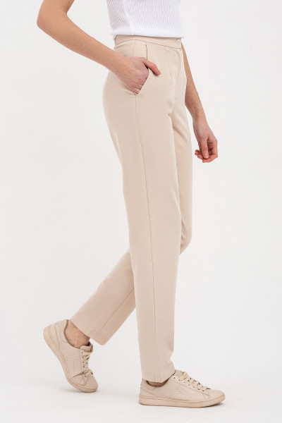Жіночі штани бежевого кольору з костюмної тканини Аміка 2